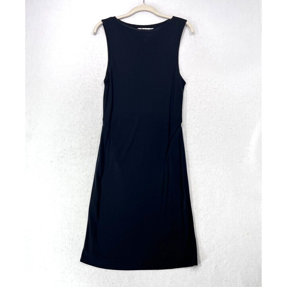 T Alexander Wang Dress Women L Black Midi Stretch Waist Back Mesh Insets Elegant